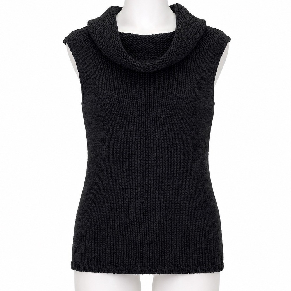 White House Black Market Sweater Women Small Black Cowl Neck Sleeveless Knit Top